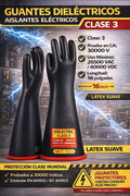 Guantes Dieléctricos Clase 3 26.5kV | Guantes Aislantes Alta Tensión para Electricistas