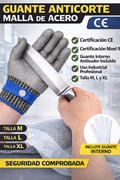 Guante Anticorte de Malla de Acero Inoxidable Nivel 9 | Guante de Seguridad Industrial Certificado